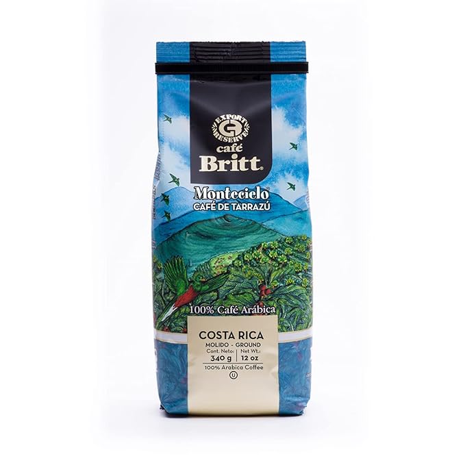 Café Britt® - Costa Rican Montecielo Coffee From Tarrazu (12 oz.) (3-Pack) - Ground Arabica Coffee Kosher Gluten Free 100% Gourmet &amp Medium Dark Roast