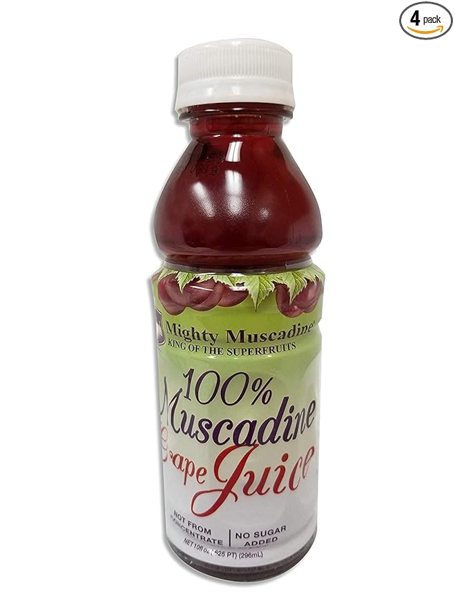 Mighty Muscadine 100% Muscadine SuperFruit Juice Cold Pressed from the Grape and Full of Antioxidants - 10 oz Bottle ( 4 BOTTLES ) )