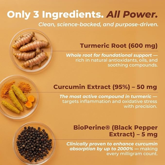 Vital Turmeric Curcumin Supplement – 1310 mg Blend with 95% Curcuminoids &amp Curcumin with Black Pepper – Joint Brain Immune &amp Anti-Aging Support – Non-GMO Gluten-Free – 30 Day Supply