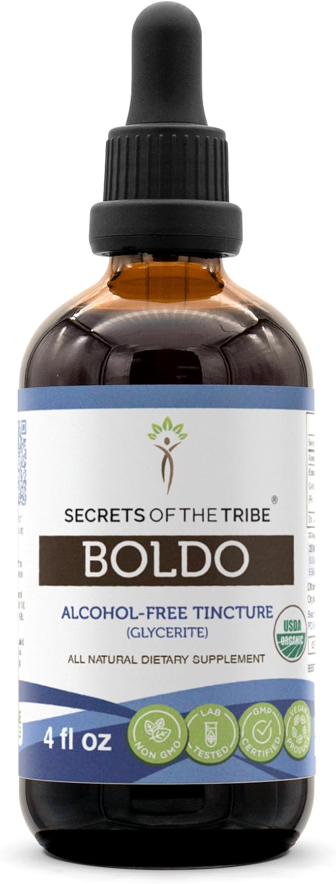 Secrets of the Tribe Boldo USDA Organic | Alcohol-Free Extract High-Potency Herbal Drops | Made from 100% Certified Organic Boldo (Peumus boldus) Dried Leaf (4 oz)