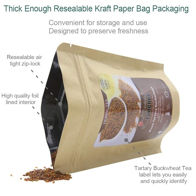 FullChea - Himalayan Tartary Buckwheat Tea - Roasted Black Buckwheat - Loose Leaf Herbal Tea - Caffeine Free - NON-GMO - Gluten Free - 100% Natural 16oz / 453g