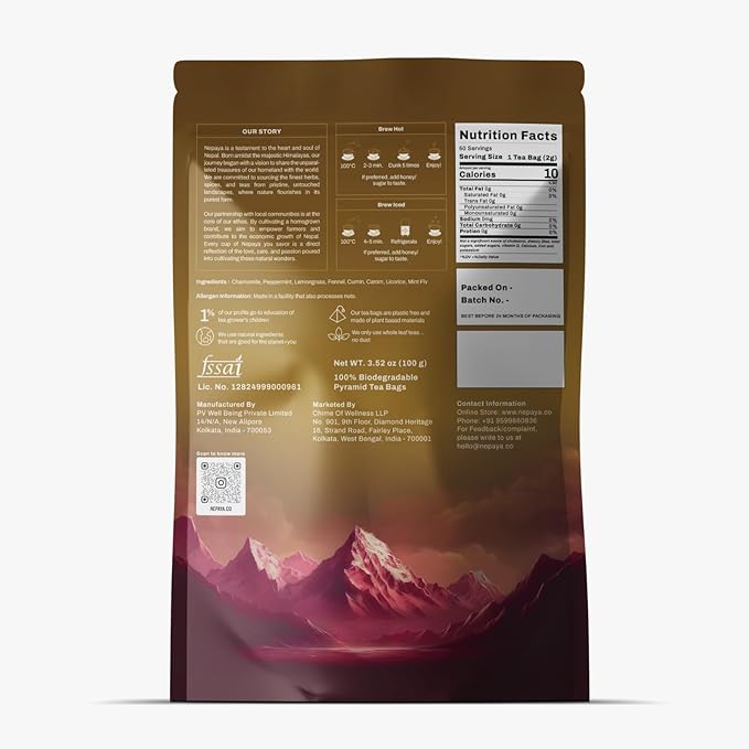 Chamomile Mint Herbal Tea Bags Relaxing Bedtime Blend with Lemongrass Peppermint Pyramid Tea Bags Fennel &amp Peppermint Caffeine Free Teabags Hot or Ice Tea 50 Biodegradable Tea Bag