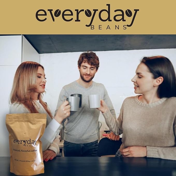 Medium Roast Ground Coffee by Everyday Beans – Smooth Balanced Flavor – 32 oz Bag