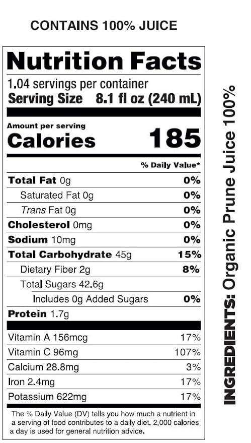 Pomona Organic Juices Pure Prune Juice 8.4 Ounce Bottle (Pack of 12) Cold Pressed Organic Juice Non-GMO No Sugar Added Not from Concentrate Gluten Free Kosher Certified Preservative Free