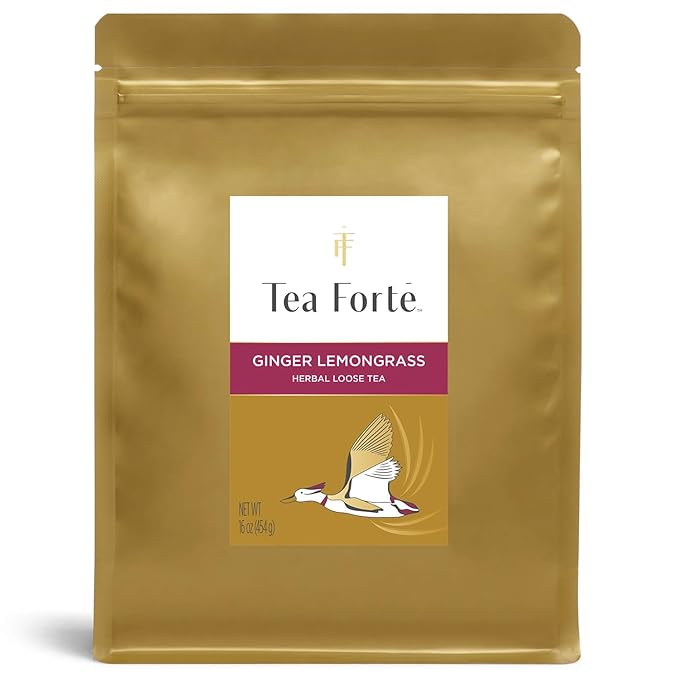 Tea Forte Premium Loose Leaf Tea Blend Resealable 1 Pound Bag Makes 160-175 Cups Ginger Lemongrass
