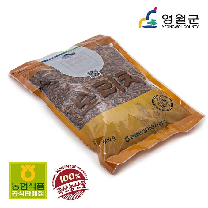 [NongHyup] Authentic Korean Roasted Barley Tea | Boricha (보리차) | 100% Korean Barley | Caffeine-Free | Traditional Flavor | Hot and Cold Brewing | 영월 농협 보리차 | 100% 한국산 (500g/17.6oz)