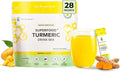 Nano Turmeric Curcumin Drink Powder Supplements–Mango Flavor Daily Morning Routine Immunity Wellness Shot Gut Health &amp Joint Support - No Added Sugar Vegan Gluten-Free Non-GMO28 Sachets