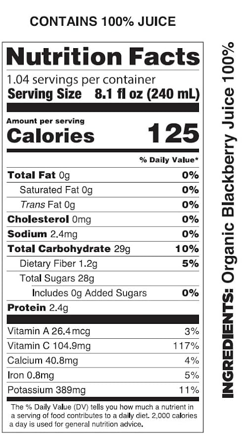 Pomona Organic Blackberry Juice (Pack Of 12) Cold Pressed USDA Organic Juices 100% Blackberries No Added Sugar Not From Concentrate Vegan Kosher Non GMO Pasteurized 8.4 Oz Glass Bottles