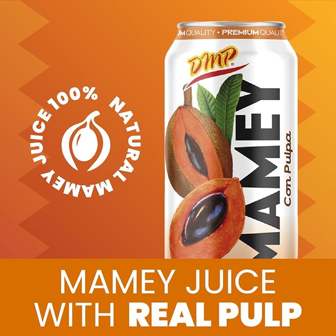 De Mi Pais Mamey Sapote Juice Zapote with Real Pulp &amp Chunks Juice Exotic &amp Refreshing Canned Beverage Perfect for Groceries &amp Pantry 16.57 Fl Oz 6-Pack