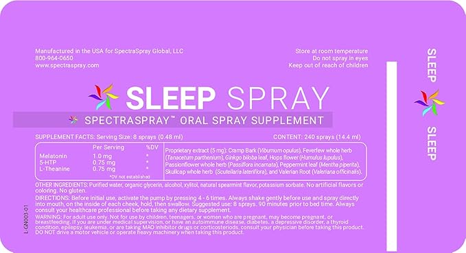 Spectraspray Sleep Support Spray Supplement 3 Pack - Supports Restfulness and Good Night's Sleep 90 Servings of Fast Acting Sleep Aid 30 Day Supply per Spray