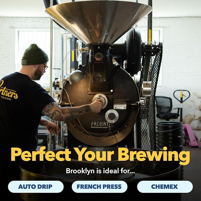 PARTNERS COFFEE ROASTERS - Whole Bean Coffee (Brooklyn - Medium Roast) 12oz (2 Pack) - Versatile &amp Delicious Daily Brew - Whole Coffee Beans - Lab Tested for Mycotoxins &amp Heavy Metals - Hand R