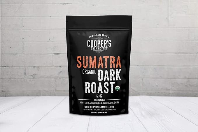 Organic Dark Roast Sumatra Smooth and Rich Single Origin Grade 1 Premium Coffee - 12 oz Bag (Whole Bean)