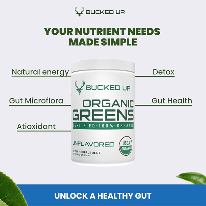 Greens Superfood Powder Unflavored | 8 Most Essential Mixed Greens | Certified 100% Organic | Chlorella Spinach Kale Spirulina Alfalfa Broccoli Wheat Grass &amp Barley Grass | 30 SERV | 9.52 O