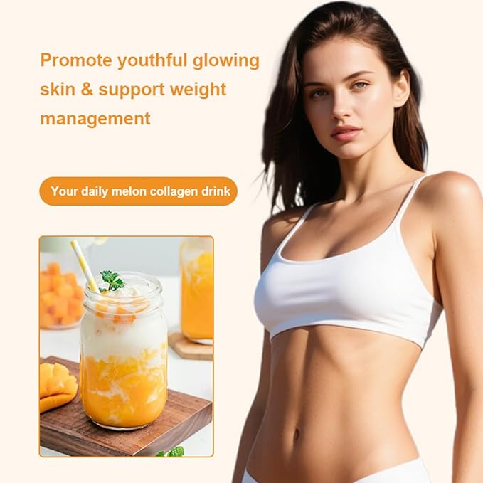 Mango Collagen Drink Mix–Creamy Beauty Milk Powder with Marine Collagen Peptides &amp Fruit Extracts–Daily Beauty Drink for Smooth Lifestyle Routines–6.34 oz