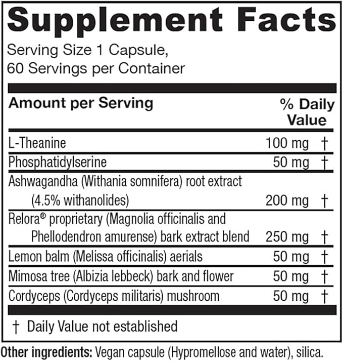 Vitanica Cortisol Relief Dr. Formulated Sleep Stress Cortisol Manager Supplement Vegan 60 Capsules (Cortisol Relief)