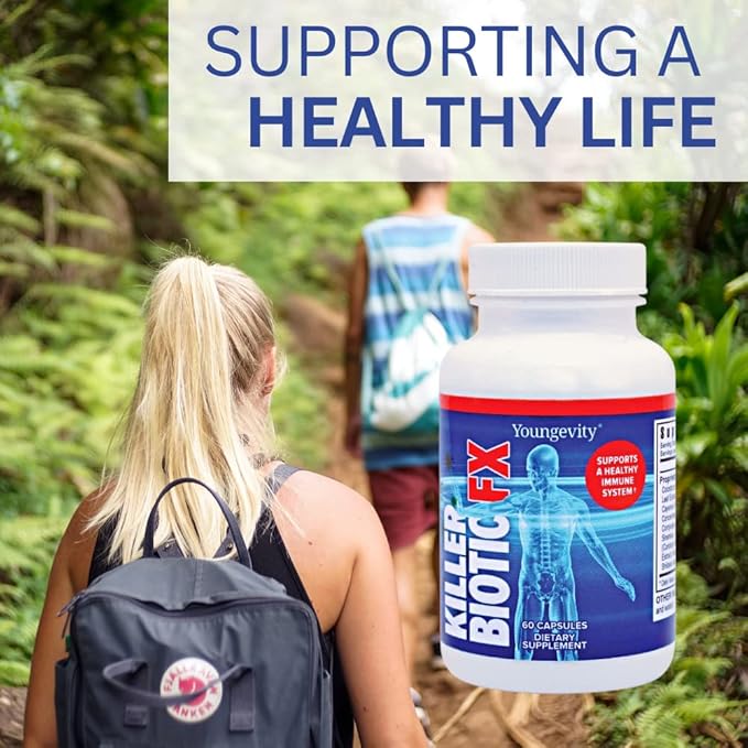 Youngevity Killer Biotic FX - Immune System Support | Sourced from Bee Propolis Mushrooms &amp Colostrum | Natural Immunity Support | 4 Pack