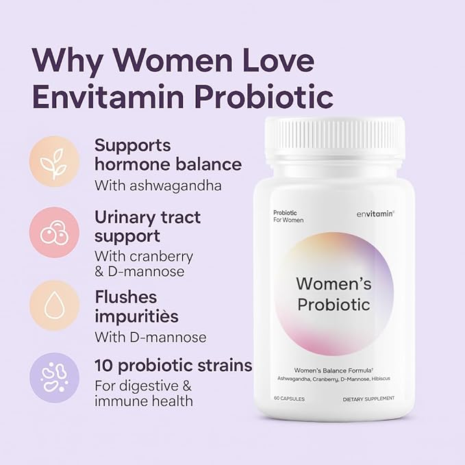 Probiotic for Women Balance Formula with Ashwagandha Cranberry Black Cohosh D-Mannose Hibiscus &amp Dandelion - Support Your Microbiome