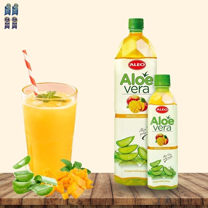 ALEO 1.5L Premium Mango Aloe Vera Drink - Natural No Preservatives No Artificial Colors Superior Taste Award 2025 (12 PCS Mango-1.5L)