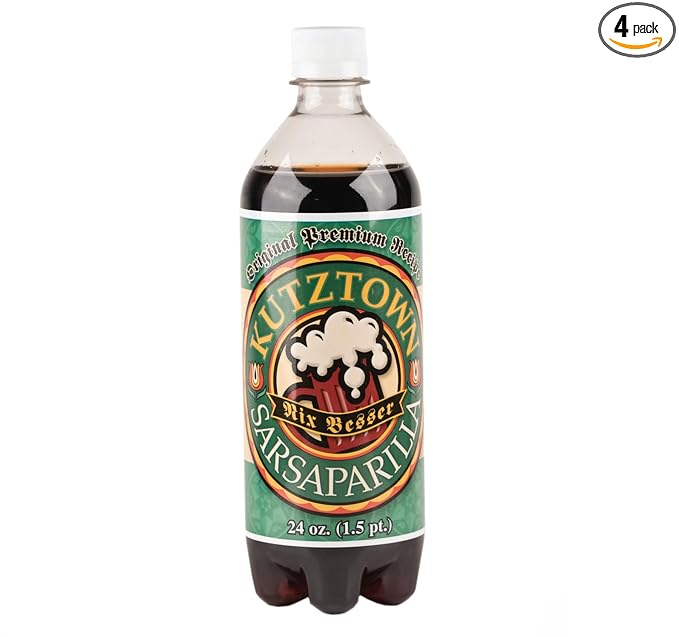 AmishTastes Soft Drinks Variety Box (Sarsaparilla Birch Beer White Birch Beer Root Beer) Kutztown Nix Besser PA Dutch Amish Style 96 Oz.