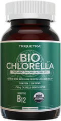 Organic Chlorella: 3 Organic Certifications – Broken Cell Wall Form Blue Green Algae - Raw Sun-Grown Non-Irradiated Maximum Nutrient &amp CGF (Chlorella Growth Factor) Levels - (120 Tablets)