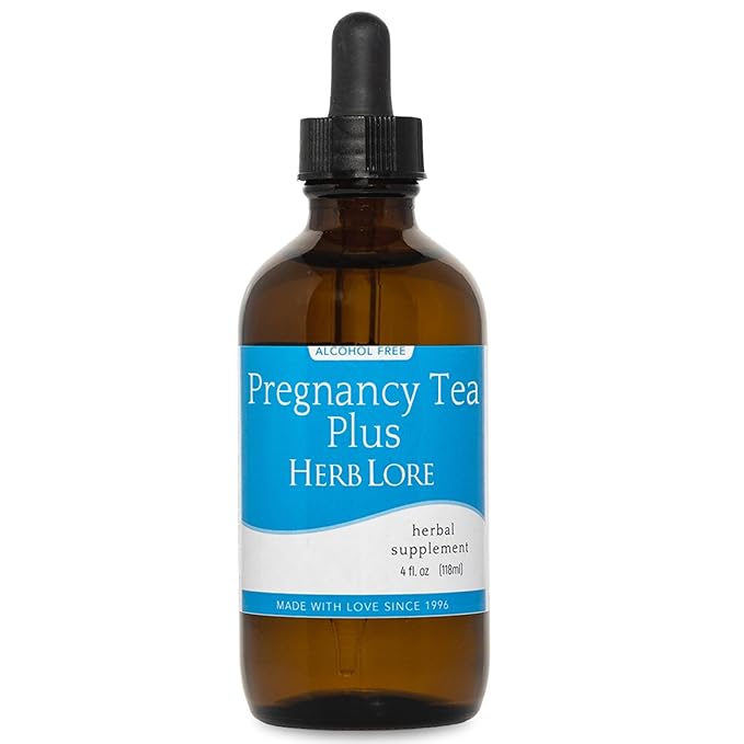 Herb Lore Pregnancy Tea Plus Tincture - Third Trimester Labor Prep Tea for Last 6 Weeks of Pregnancy with Red Raspberry Leaf &amp Partridge Berry (4 fl oz)
