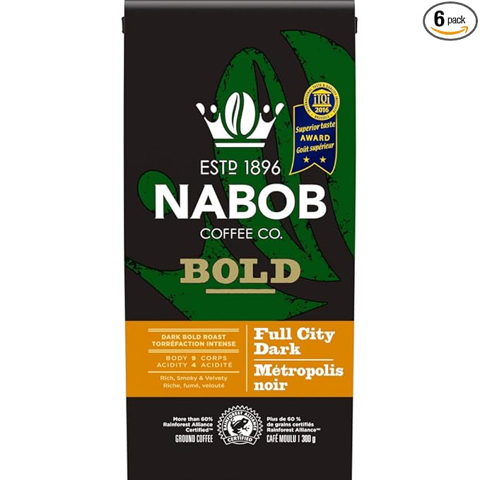 NABOB Bold Full City Dark Ground Coffee 1800g 3.97 Pounds 6 pack {Imported from Canada}