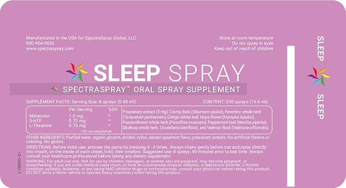 Spectraspray Travel Wellness Kit - Sleep Aid &amp B12 Vitamin Oral Spray Jet Lag Kit - B12 Energy Vitamin Spray &amp Restfullness Sleep Aid Vegan Gluten Free Travel Essentials 30 Day Supply per S