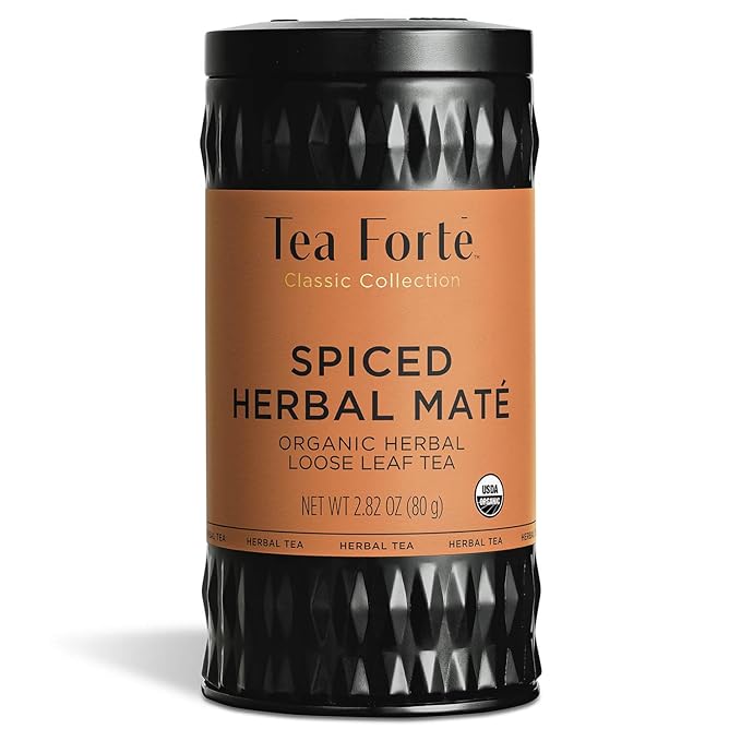 Tea Forte Spiced Herbal Maté Premium Loose Leaf Caffeinated Herbal Tea Blend Canister Makes 35-50 Cups