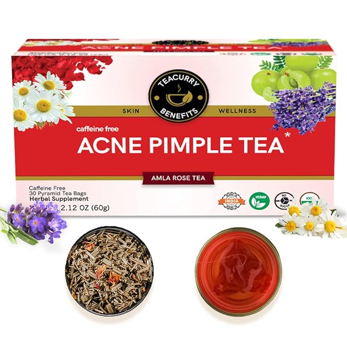 TEACURRY Acne Pimple Tea (30 Tea Bags) - Helps in Pimples Cysts Pustules &amp Nodules