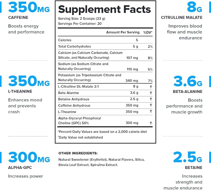 LEGION Pulse Pre Workout - All Natural Nitric Oxide Preworkout Drink to Boost Energy Creatine Free Naturally Sweetened Beta Alanine Citrulline Alpha GPC (Blue Raspberry)