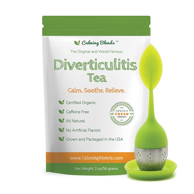 Calming Blends Diverticulitis Tea | Certified Organic Caffeine Free | Includes Tea Strainer