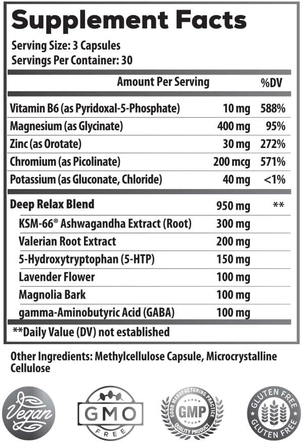 Ideal Infusion Nighttime Muscle Recovery &amp Deep Sleep Supplement: Stress Support and Hormone Balance - Zinc + Magnesium Glycinate Ashwagandha KSM-66 - Melatonin-Free (90 Capsules)