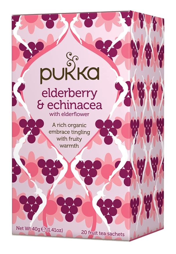 Pukka Herbal Teas Tea - Organic - Elderberry and Echinacea - 20 Bags - Case of 6