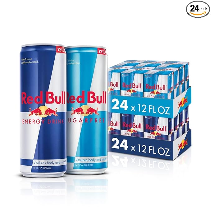 Bundle of Red Bull Energy Drink 12 Fl Oz 24 Cans + Red Bull Energy Drink Sugar Free 12 Fl Oz 24 Cans