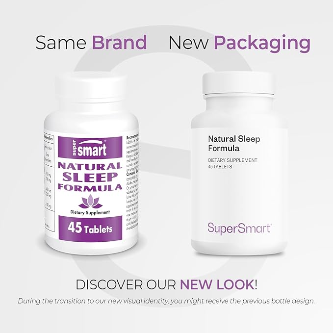 Supersmart - Natural Sleep Formula (Advanced Formula) - with L-Tryptophan Valerian Root Hop Eschscholzia Californica - Herbal Supplement | Non-GMO &amp Gluten Free - 45 Tablets