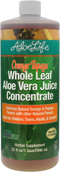 Aloe Life - Whole Leaf Aloe Vera Juice Concentrate Supports Occasional Indigestion Bloating Regularity Energy and Optimum Health (Orange Papaya 32 Ounces)