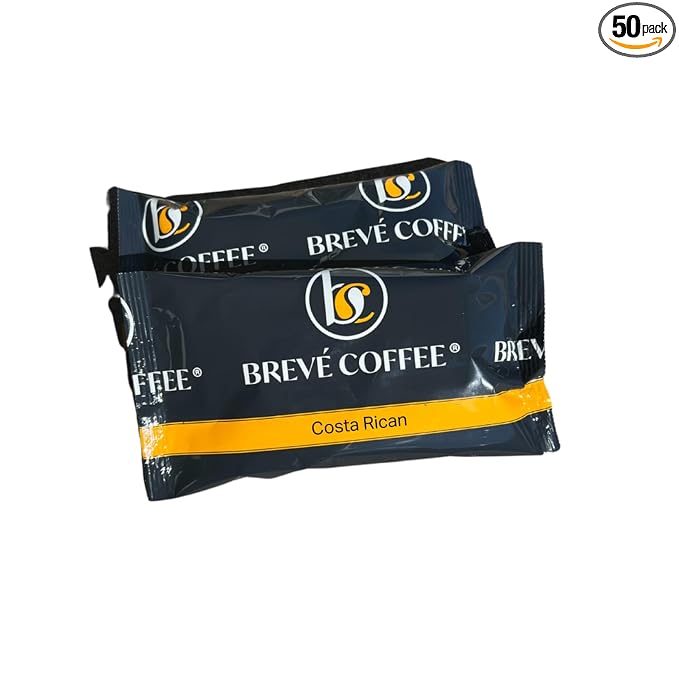 Breve Costa Rican Ground Coffee Frac Pac 50 Packs of 3.25 oz Each Premium Nutty and Berry-like Flavors Family Owned