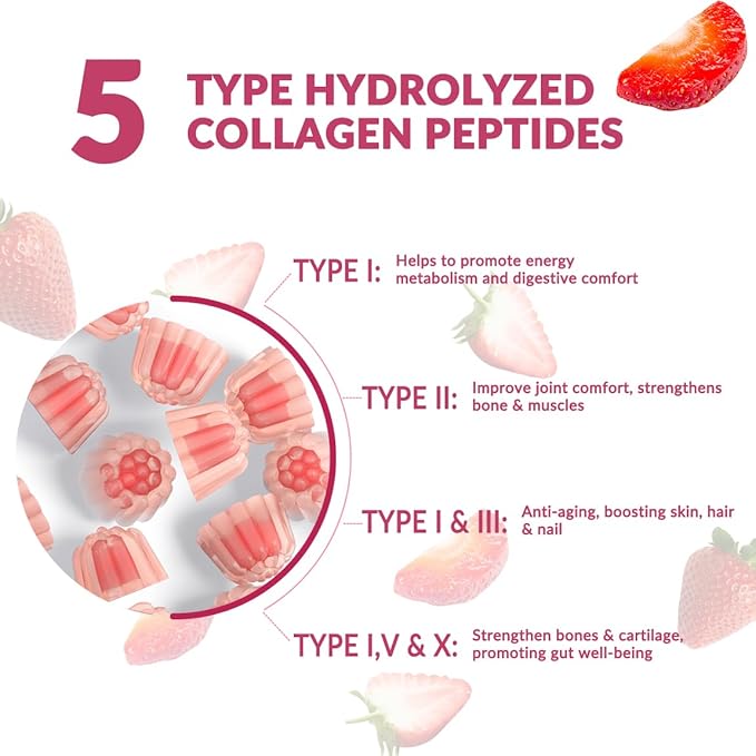 Collagen Gummies for Women Hydrolyzed Collagen Peptides Gummies with Biotin Collagen Supplements Gummy with Vitamin B12 C D Zinc for Hair Skin Nail