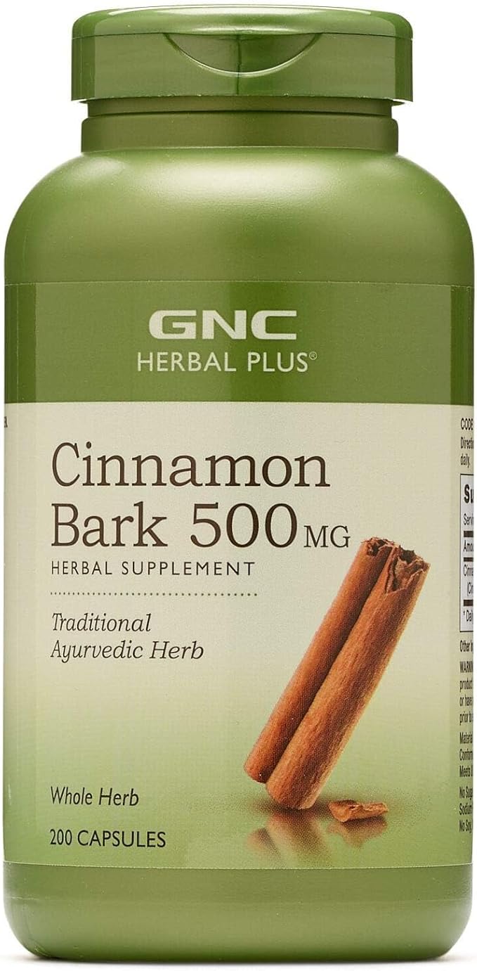 GNC Herbal Plus Cinnamon Bark 500mg Supplement Traditional Ayurvedic Herb 200 Servings