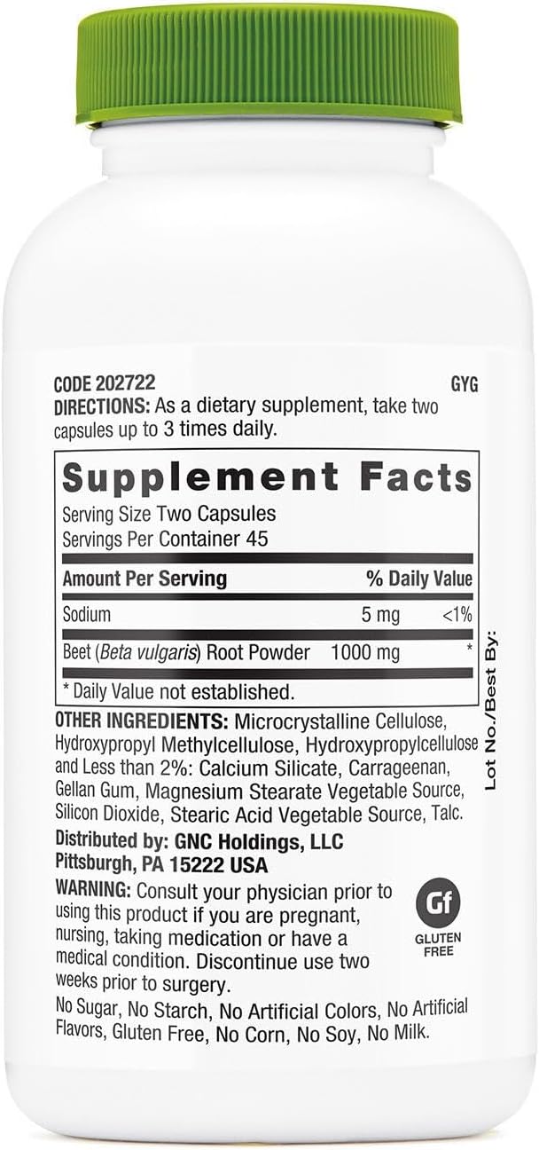 GNC SuperFoods Beet Root Provides 60mg of Chlorophyll 90 Capsules