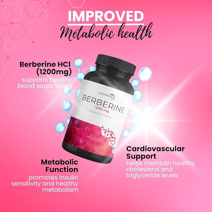 Berberine HCl 1200mg – High Potency Supplement for Blood Sugar Insulin &amp Weight Management – Non-GMO Gluten-Free Vegan Capsules – Heart &amp Metabolism Support Made in USA – 60 Count