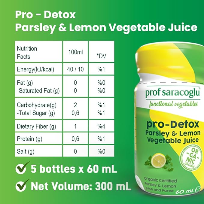 Prof Saracoglu Broccoli Shot + Parsley Lemon Shot | Plant-Based Wellness Bundle with Botanical Sprout &amp Herbal Juice Blend | Ready-to-Drink Daily Total 10 Herbal Shots
