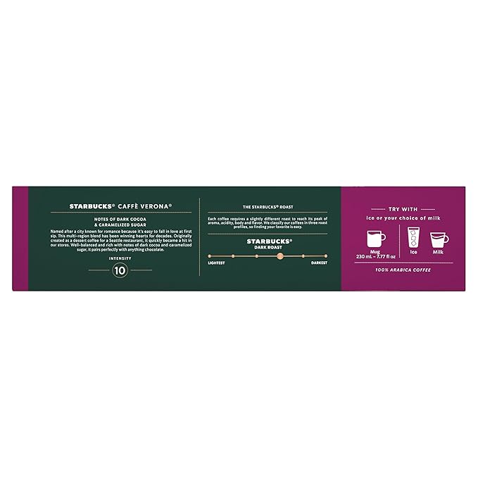 Starbucks by Nespresso Vertuo Caffè Verona Dark Roast Coffee 30-count Coffee Pods Brews 7.8 oz.