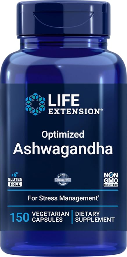 Life Extension Optimized Ashwagandha 150 Veg Caps - Non-GMO Gluten Free Vegetarian Capsules