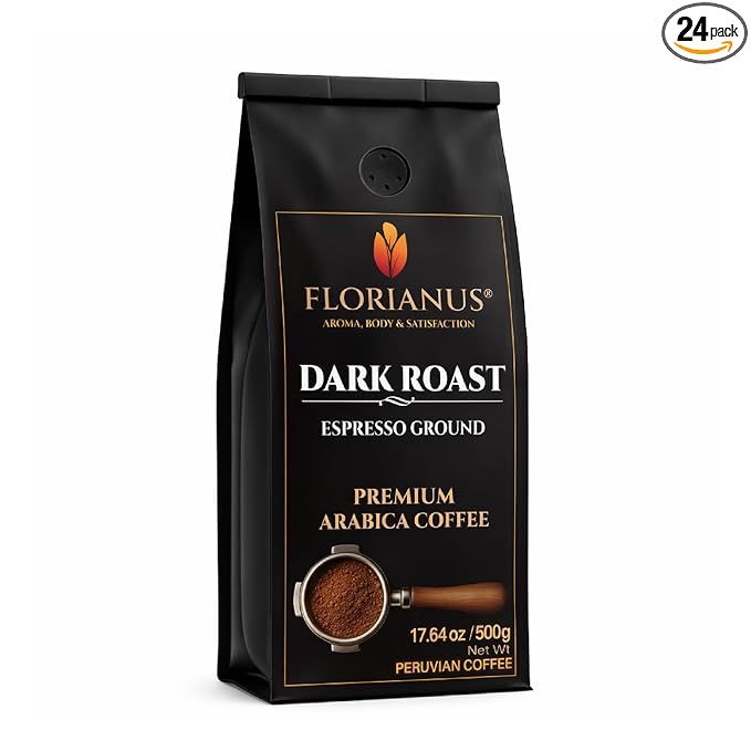 FLORIANUS Peruvian Coffee – Premium 100% Arabica Whole Bean &amp Ground – Medium &amp Dark Roast – 17.64 oz (500g) (Dark Roast Espresso)