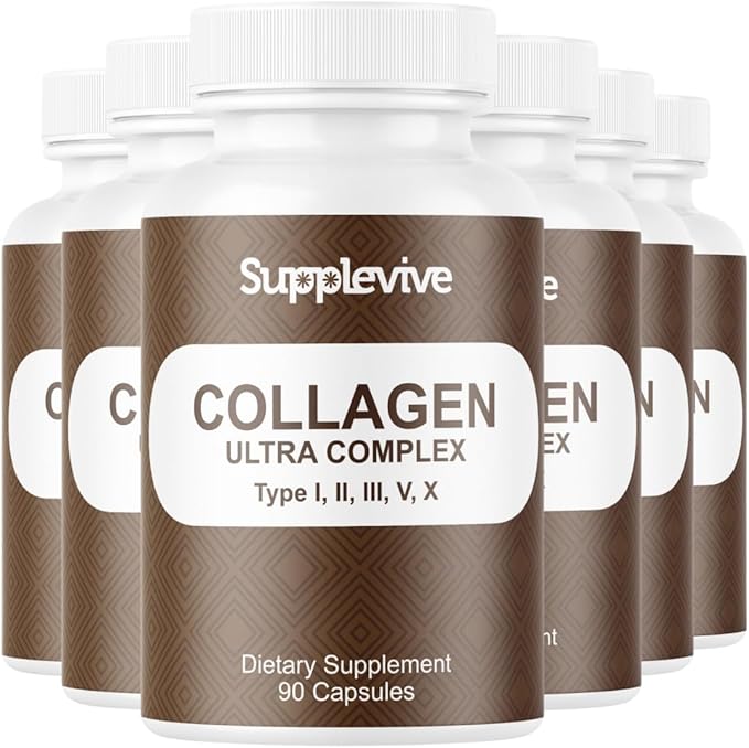 Collagen Ultra Complex Types I II III V &amp X Multi Collagen Protein Peptides Supports Hair Skin &amp Nails - Joint Support Pure Hydrolyzed Collagen Peptides Supplement 90 Capsules (6)
