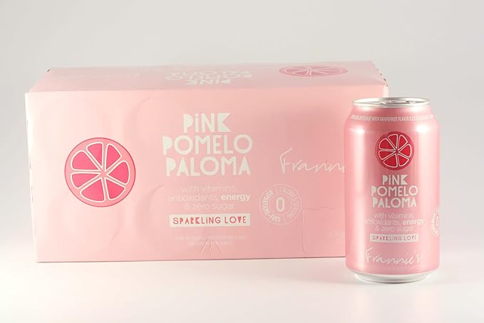 KauffmanTreats Frannie Sparkling Beverage- Zero Calories &amp Sugar Aspertame Free: 24-Ct Case 12 Oz. Cans (Pink Pomelo Paloma)