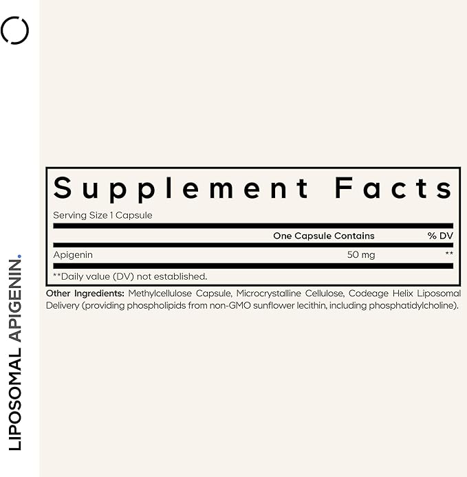 Codeage Liposomal Apigenin Supplement 3-Month Supply Daily Flavonoid Chamomile Extract Liposomal Phospholipid Complex Non-GMO Sunflower Oil Phosphatidylcholine Vegan Blend Gluten-Free 90 Count