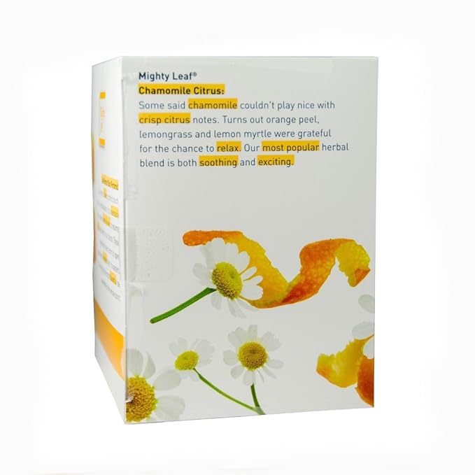 Mighty Leaf Whole Leaf Tea Chamomile Citrus 45 Tea Bags (Pack of 3 15CT each) Individual Pyramid-Style Tea Sachets of Uncaffeinated Herbal Tisane with Chamomile and Orange Peel