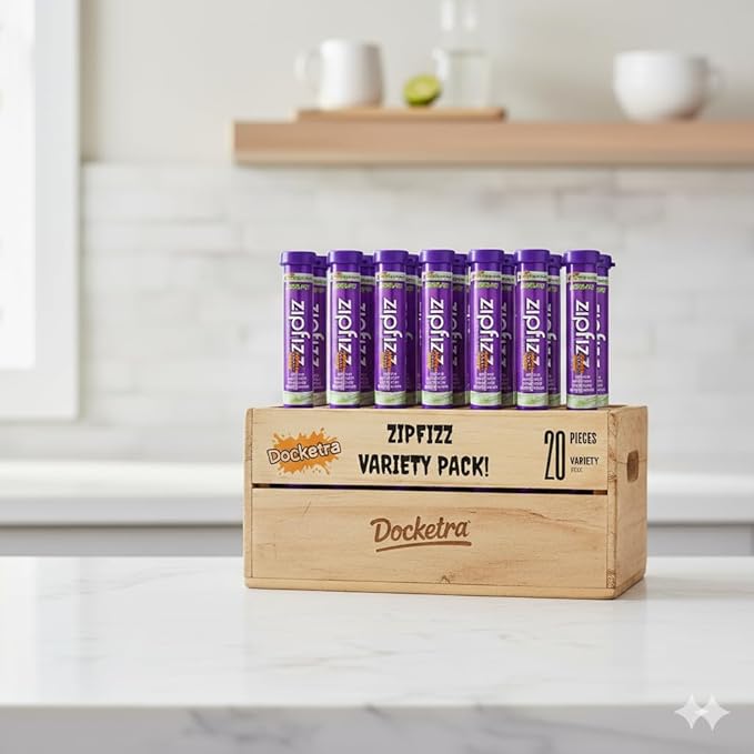 Zipfiz Energy Drink Mix Grape 20-Pack | 3-in-1 Performance: Sustained Energy Rapid Hydration and Essential Vitamins | 100mg Natural Caffeine 0g Sugar 20 Calories | 2500mcg B12 &amp Electrolyte